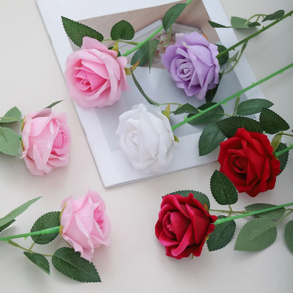 5 Stücke Rose Künstliche Blumen Bouquet Seide Gefälschte Blume für Wohnkultur Garten Hochzeit Dekoration Outdoor Valentinstag Ornament – Detail 5