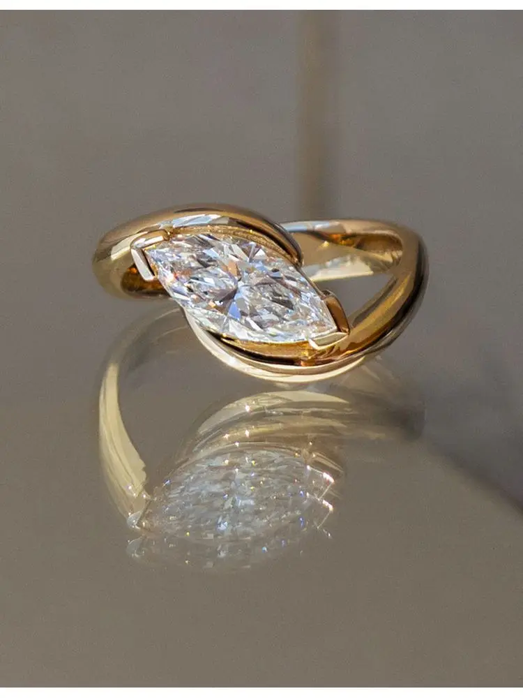 Anello curvo con raggio piccolo minimalista semplice in argento sterling 925 per le donne Festa di fidanzamento Abbigliamento quotidiano Gioielleria raffinata di alta qualità