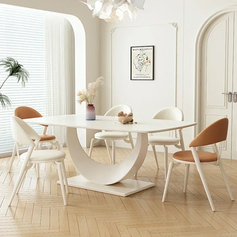 

European Vintage Luxury Table Dining Rectangular Event White Kitchen Center Table Dining Space Saving Mesas De Jantar Furniture