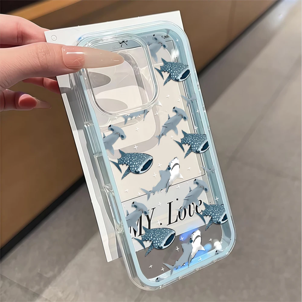School Of Sharks Phone Case For Samsung Galaxy A57 A37 A07 5G S25 S24 S23 Plus S26 S25 S24 Ultra FE Transparent SIlicone Cover