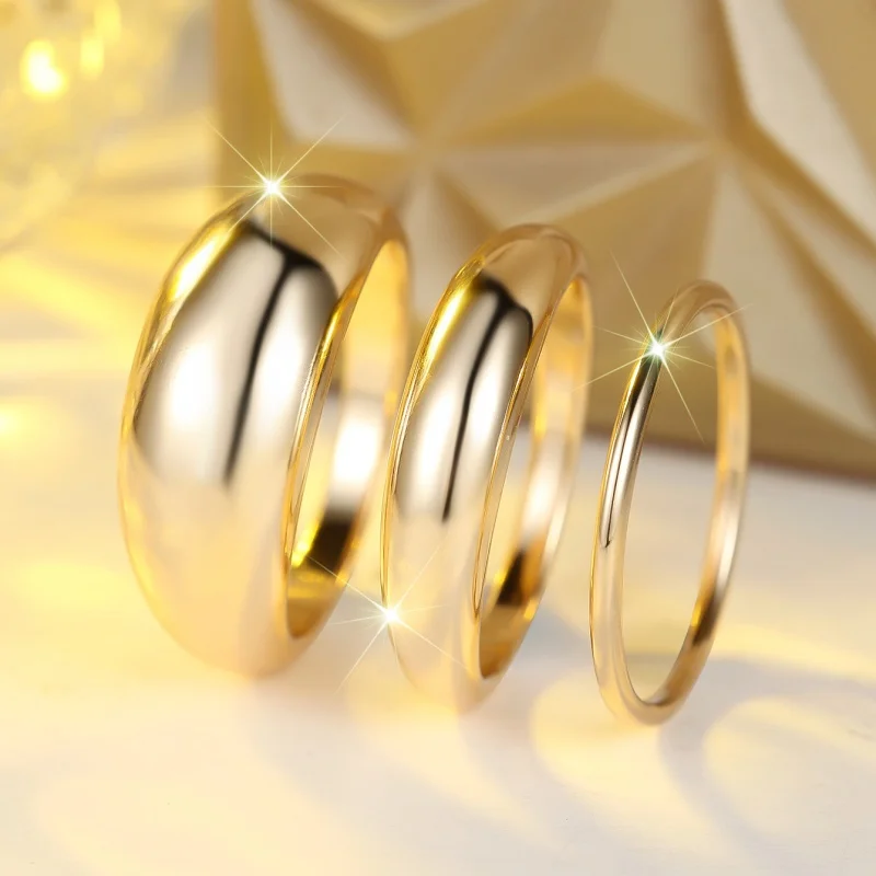 2026 European and American New Trend Extremely Simple Light Face Set Ring, Niche Cool Style Curved Plain Circle Three Piece Set