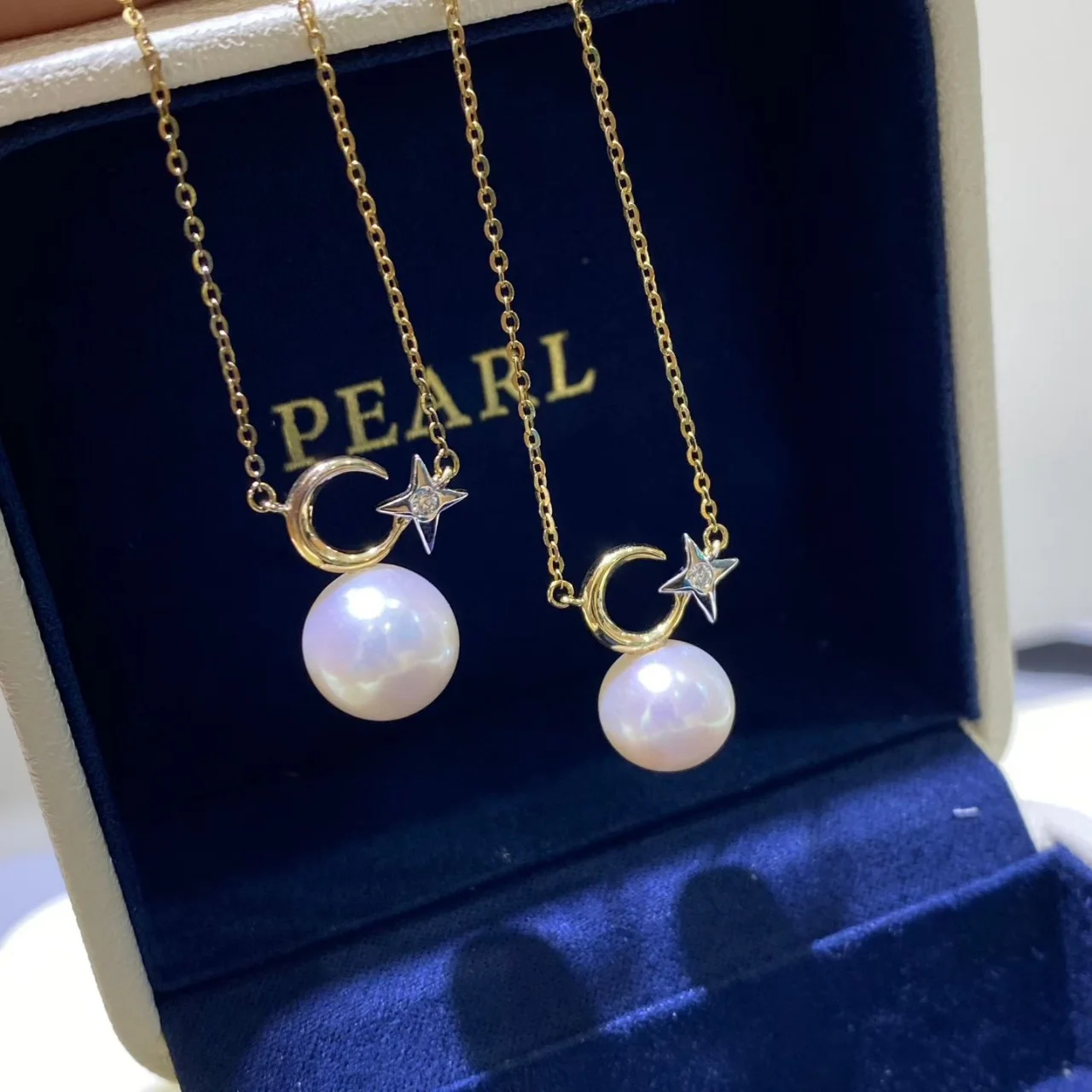 

Certificated 925 Silver Cultured Pearl Star Moon Necklace With Chain Aurora Luster Edison Pearl Choker Elegant Fine Jewelry Gift
