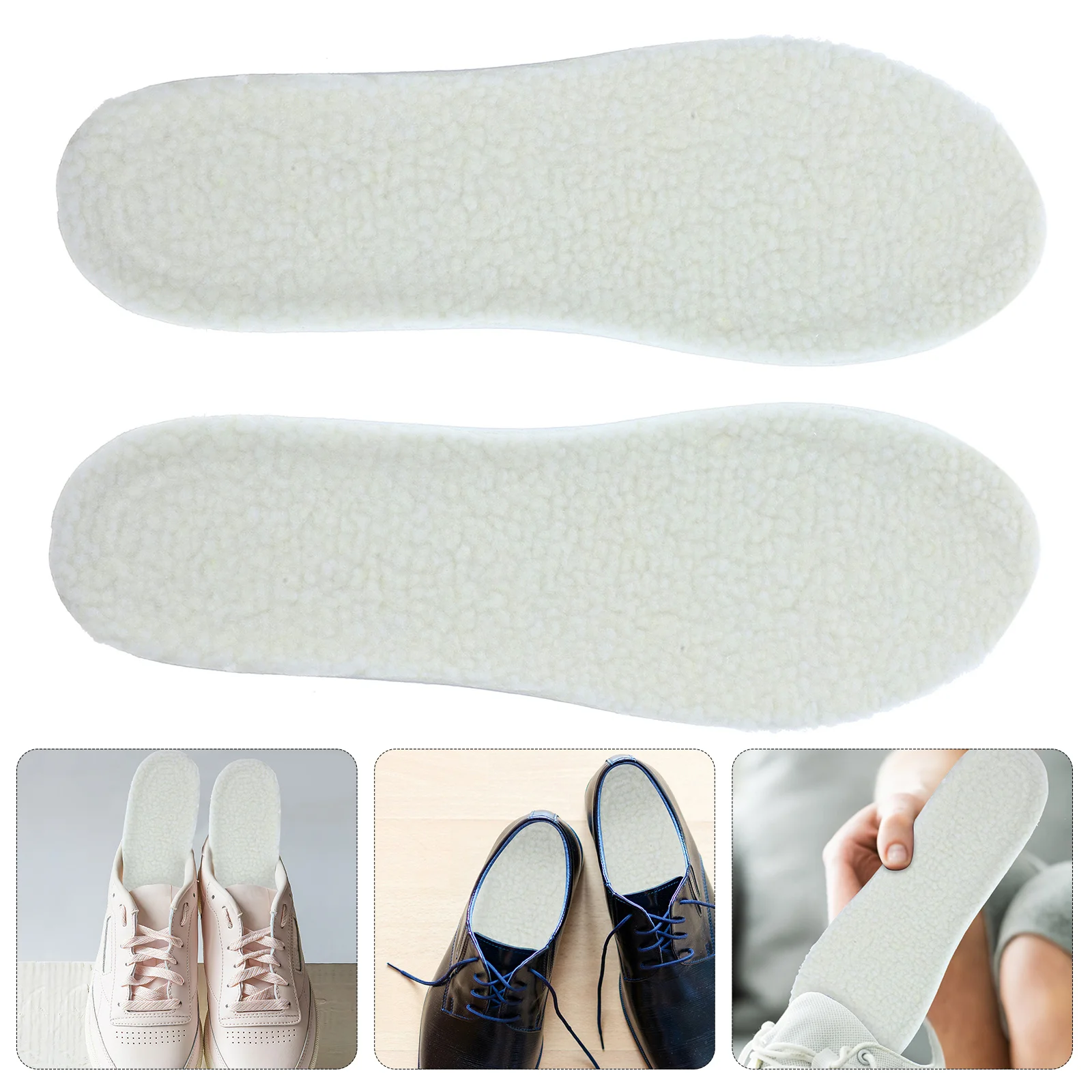 

1 Pair Warm Wool Insoles 1.5Cm Thick Heightening Shoe Pads Winter Non-Slip Sole Lifts For Men Women Taller Pad Height Increase