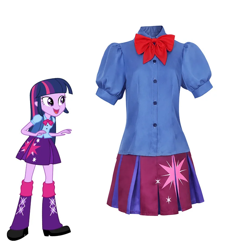 Disfraz de Anime Little Pony Twilight Sparkle, falda de princesa, traje de uniforme, fiesta de Halloween, trajes de Cosplay para niñas y niños