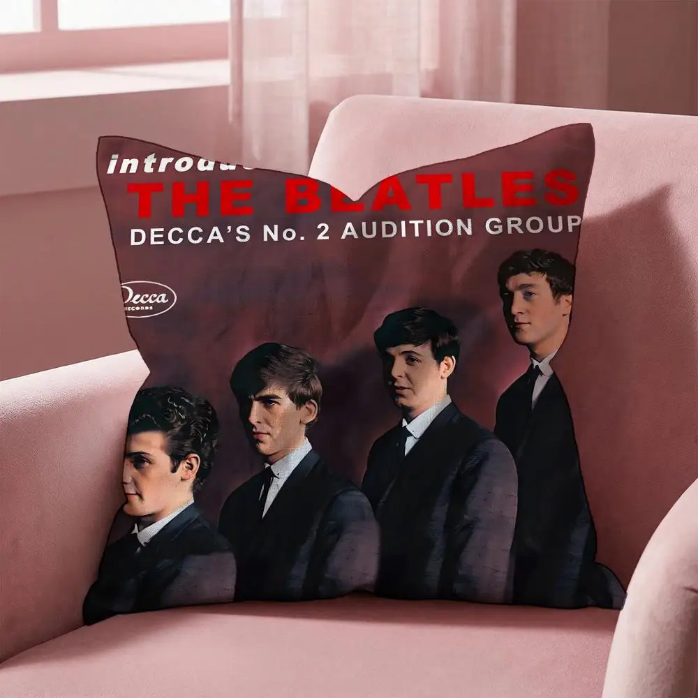1pc The Beatles Band Pillow Cover, Polyester 2D Double-Sided Print, Abbey Road & Retro Album Art, Rock Fan Home & Car Decor Gift