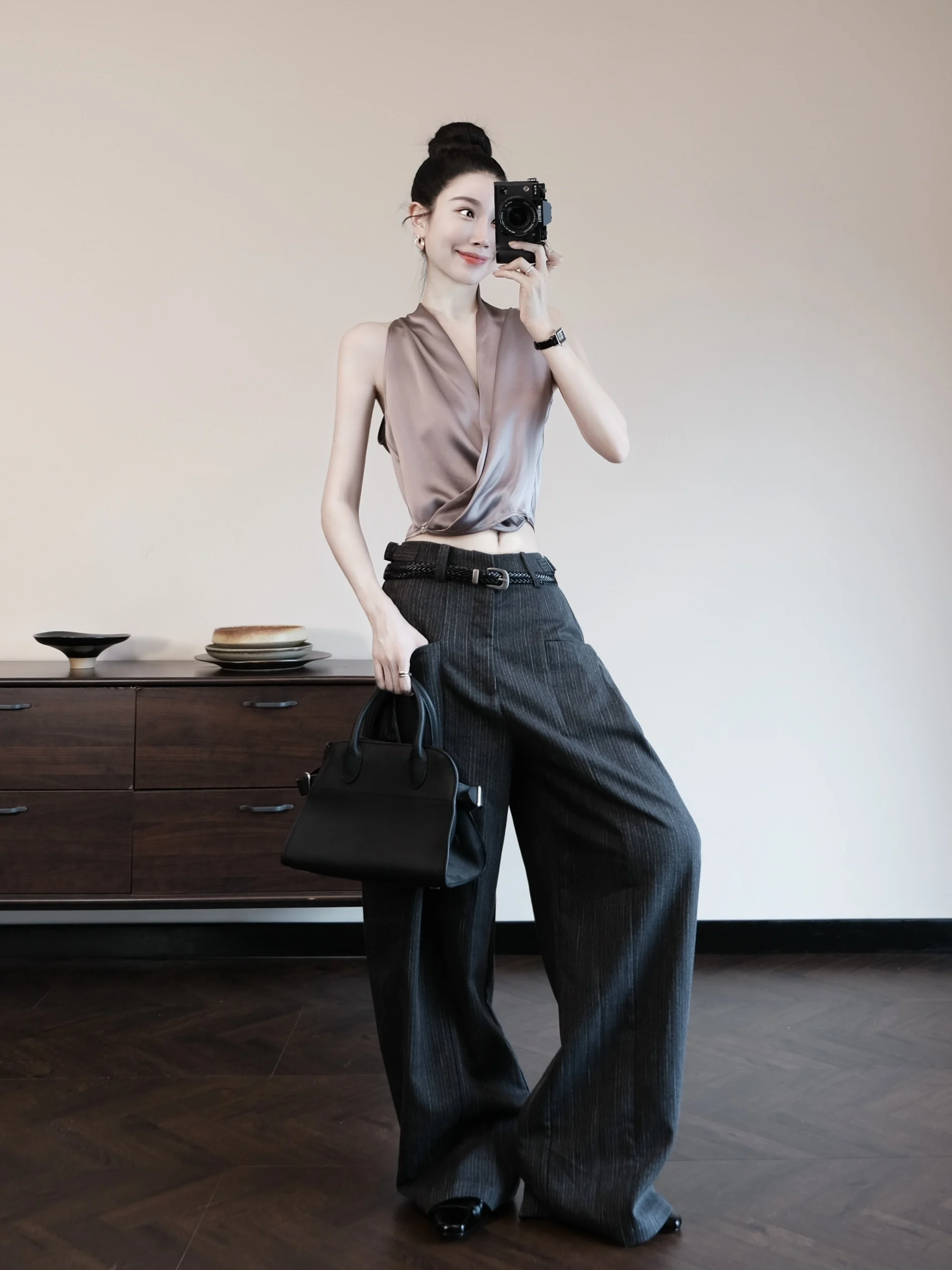 

ay Striped Wide Leg Suit Pants Loose Fit Long Trousers Versatile Women's Sle Four Seasons Ele Commute High Waist