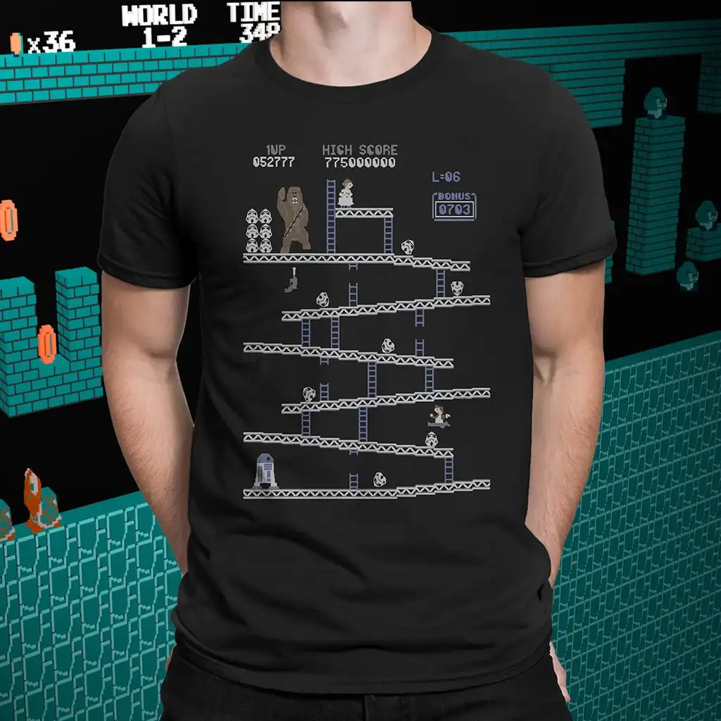Camiseta Donkey Kong de 8 bits con gráfico retro de juego arcade, camiseta de manga corta de algodón con estampado gráfico para hombres y mujeres
