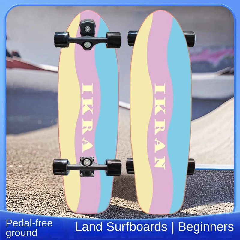 لوح ركوب الأمواج الاحترافي الخالي من الدواسات للمبتدئين والكبار والمراهقين والأطفال، لوح تدريب للشارع بأربع عجلات #2