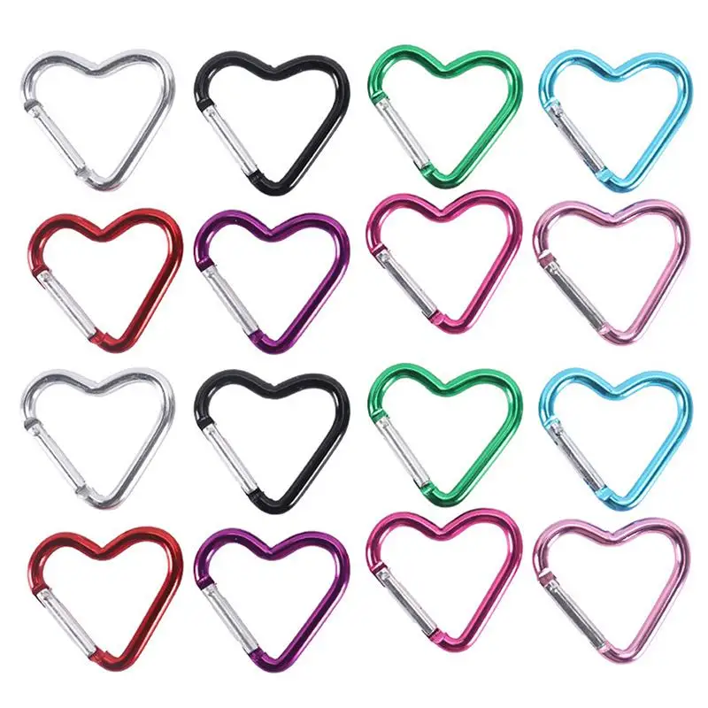 Heart Shaped Aluminum Carabiner Keychain Clip Outdoor Keyring Hook Water Bottle Hanging Buckle for Travel Kit Car Accessory
