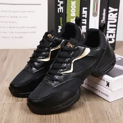 Modern Dance Shoes Men's Soft Soles Student Dance Shoes Square Dancing Sports Competitions Mesh Surface Anti Slip Sneakers