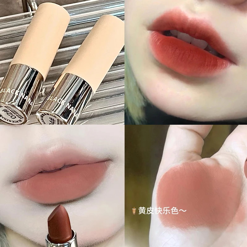 6 Color Lipstick Crayon Milky Tea Purple Lip Tint Velvet Dark Red Lipstick Pen Non-stick Cup Soft Blendable Texture Matte Soft