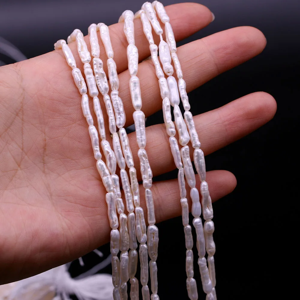 Natural Freshwater Pearl Beads Long Bars Shape Spaced Isolated Loose Beaded for Jewelry Making DIY Bracelet Necklace Accessories