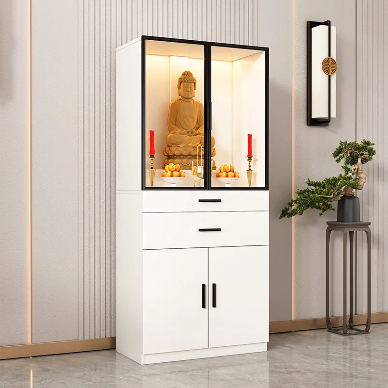 Household altar for the God of Wealth, cabinet for the Guanyin Buddha statue, arched pedestal, offering platform