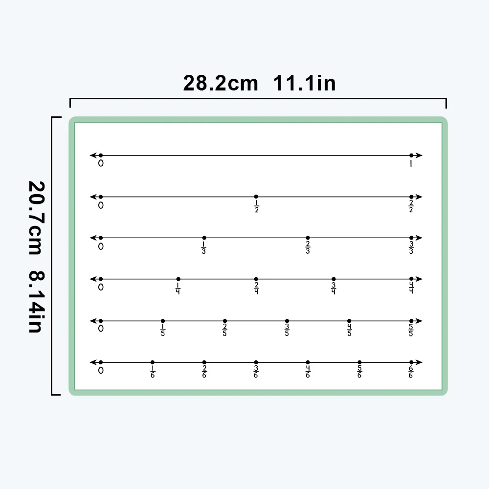 Erasable Fraction Chart 10 PCS Double-sided Teaching Aids for Children Mathematics Fraction Learning