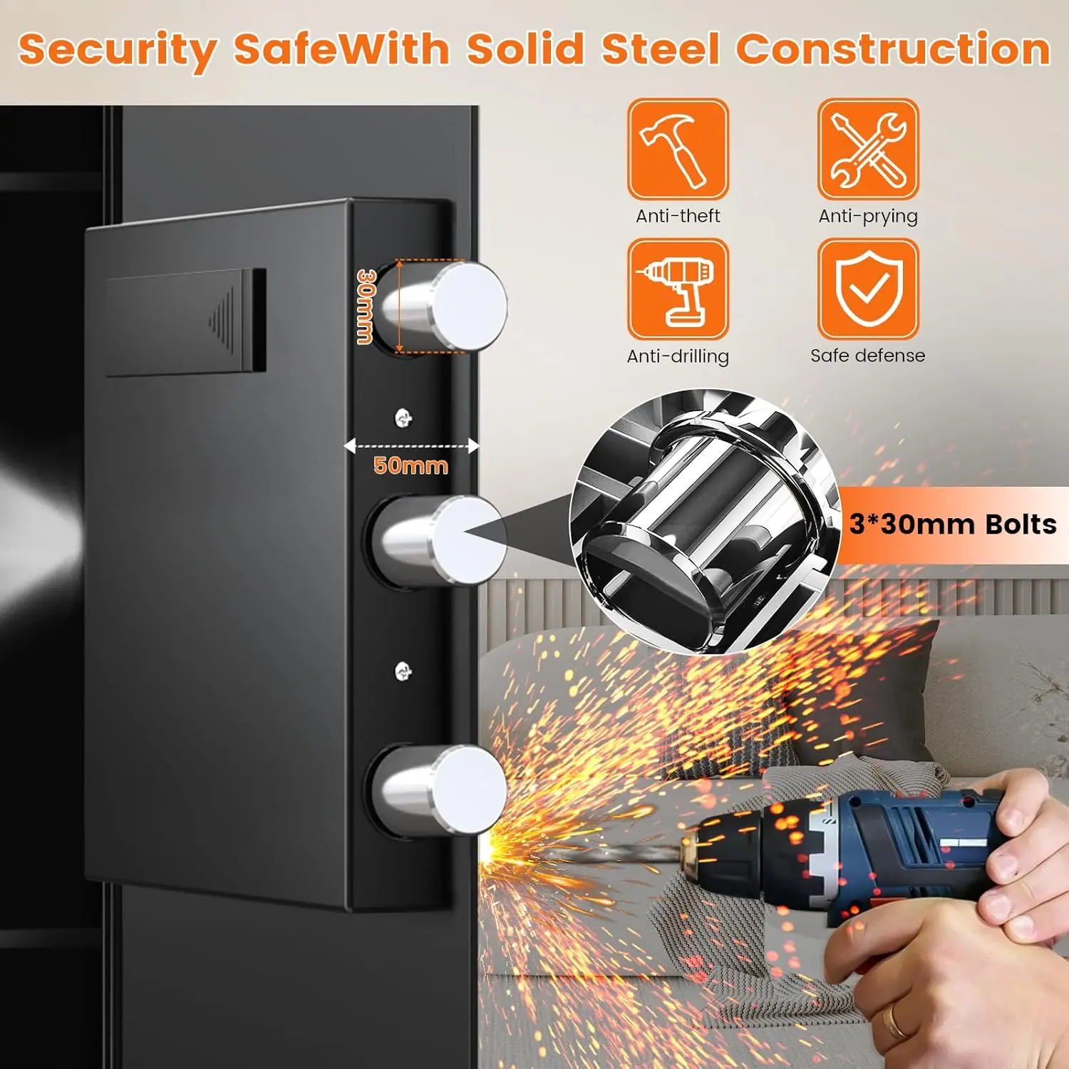 6.0 Cu Ft Large Fireproof Safe, Home Safe Water and Fireproof, Digital Security Safety Box for Money Firearm Medicines Document