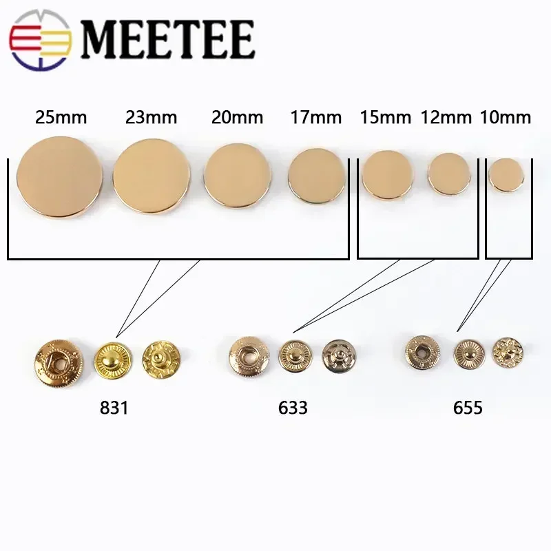 20Sets Meetee 10-25mm Metalen Snap Drukknopen Knoppen Plaksteen Bevestigingsmiddelen voor Portemonnee Kleding Jas Jas lederen Craft Accessoires