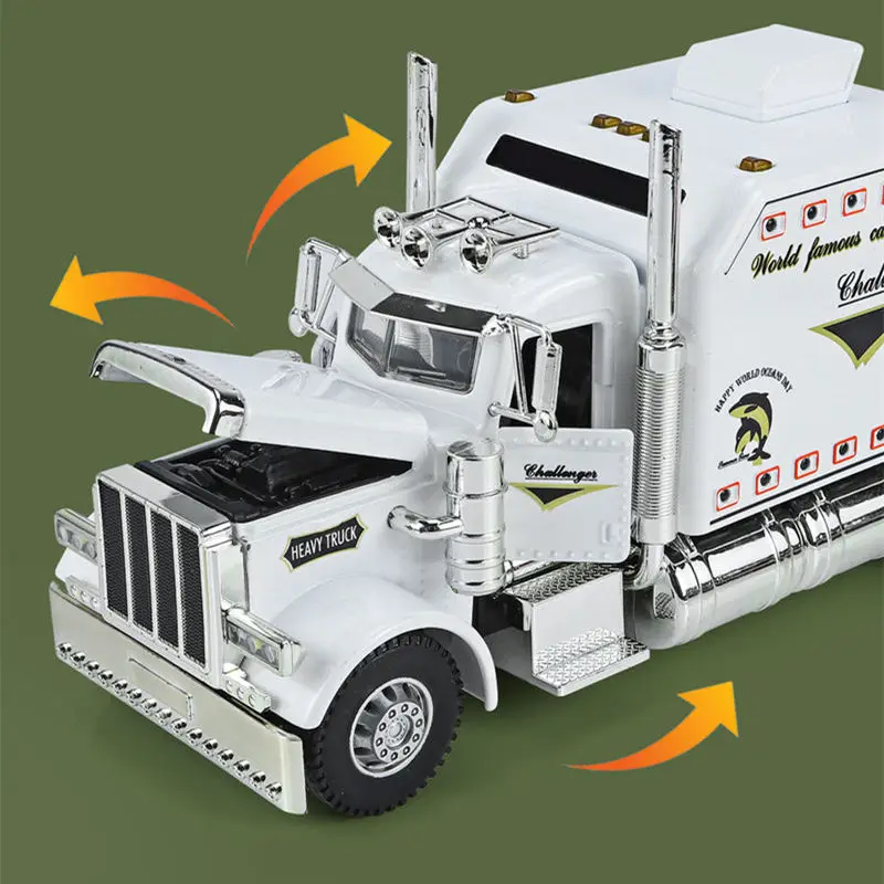 1/24 Legierung LKW Anhänger Kopf Auto Modell Druckguss Metall Spielzeug Container LKW Engineering Transport Fahrzeug Auto Modell Kinder Geschenk