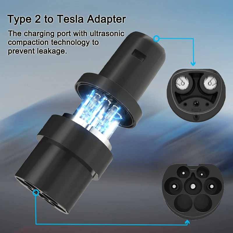 Type 2 to Tesla Charger Adapter, 32A Electric Vehicle Charger, EV Charger IEC62196 Socket For Tesla Model S/Y/X/3 Adapter Conver