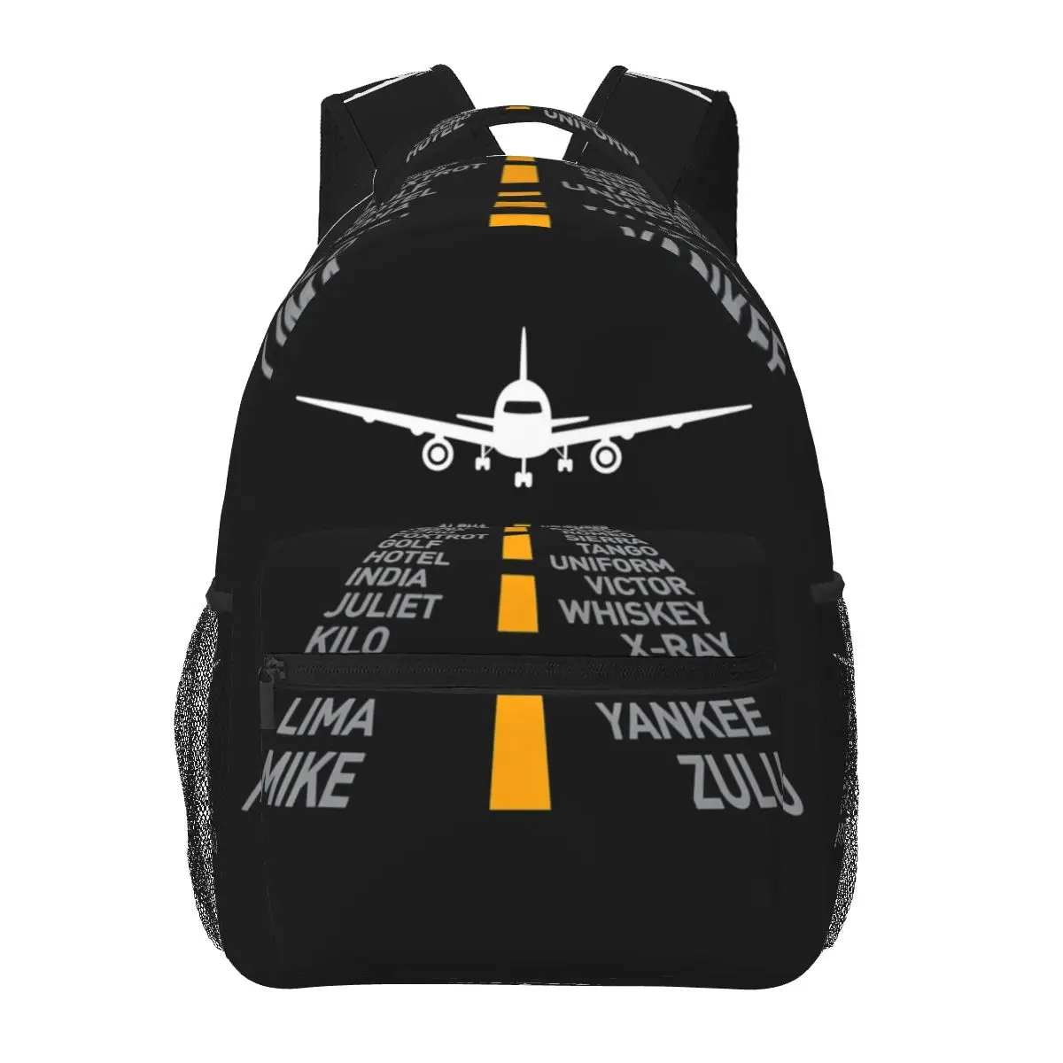 Airplane Pilot Gifts Airport Runway Phonetic Alphabet Plane Backpacks Boys Girl Bookbag School Bags Travel Rucksack Shoulder Bag