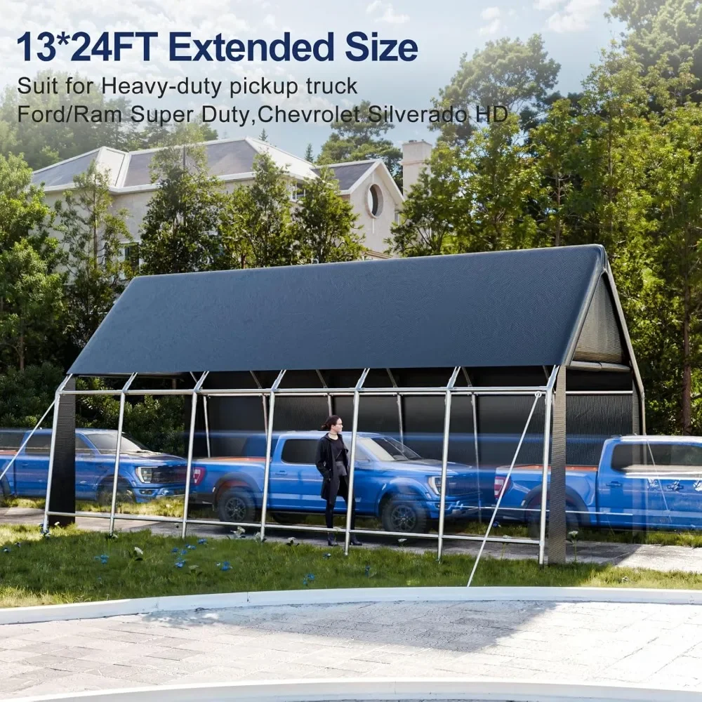 13x24ft Heavy Duty Carport,Full-Size Truck, Anti-Snow Car Port with All-Steel Metal Frame,Large Outdoor Storage Shelter with