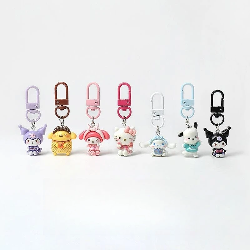 2PCS Sanrio Hello Kitty Keychains Backpack Decoration Kuromi My Melody Car Key Chain Cinnamoroll Friend Birthday Gift