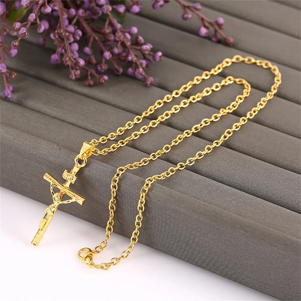 Punk Hip-pop Trendy Gothic Cross Necklace Personalized Pendant Versatile Collarbone Chain for Men Women Jewelry Accessories Gift