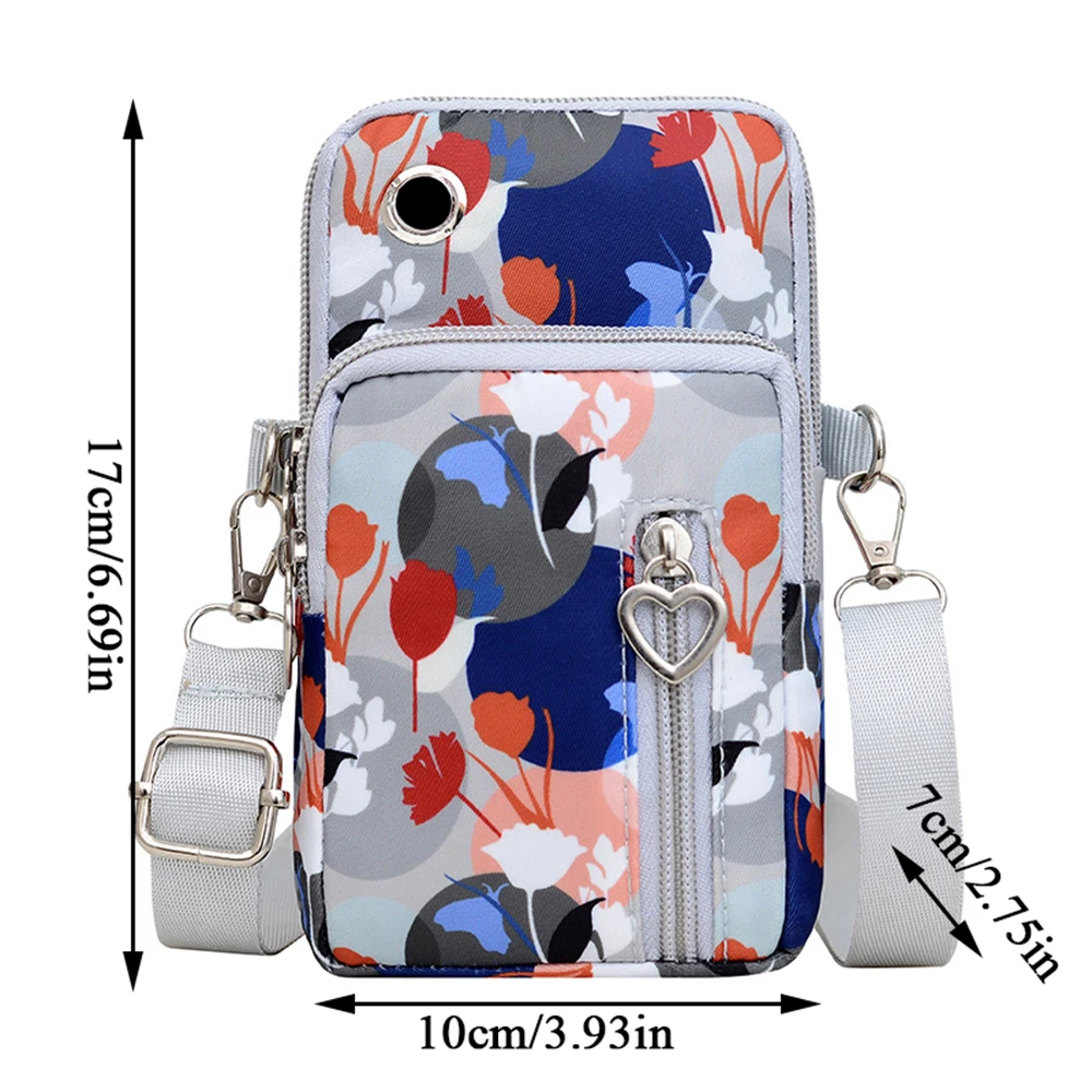 Fashion Printed Mobile Phone Bag Large Capacity Men Unisex One Shoulder Crossbody Bag Arm Bag Wallet Multi compartment Zipper