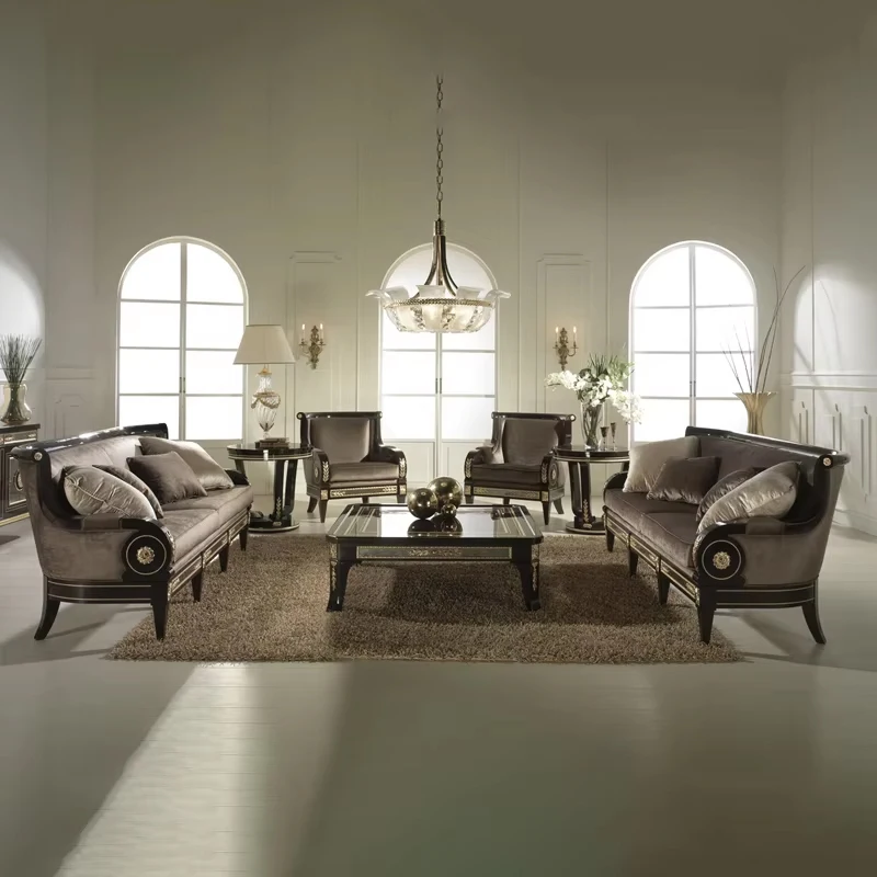 !@Traditional Style Furniture Modular Solid Wood Antique Living Room Furniture Sofa 3 2 1 Seats Wood Frame Sitting Room Sofa Set