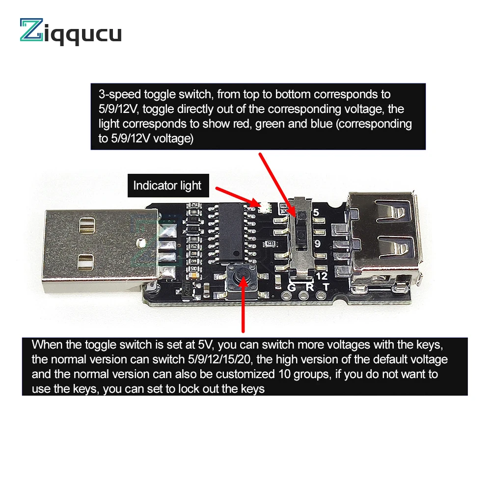 Rodzaj USB regulowane napięcie 9V 12V 20V-wyzwalacz QC 2.0 3.0 DC płyta modułu spust moduł napędowy