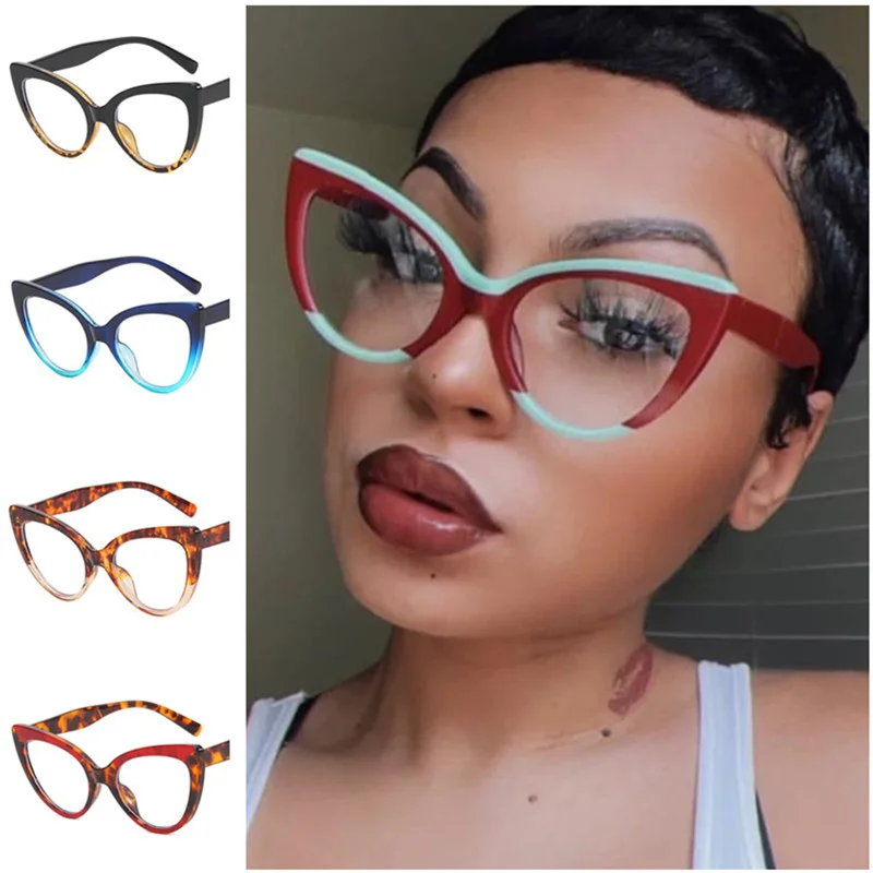 

NEW Anti-Blue Light Glasses Women Cat Eye Optical Eyewear Patchwork Frame Spectacles Retro Eyeglasses Simplity Ornamental