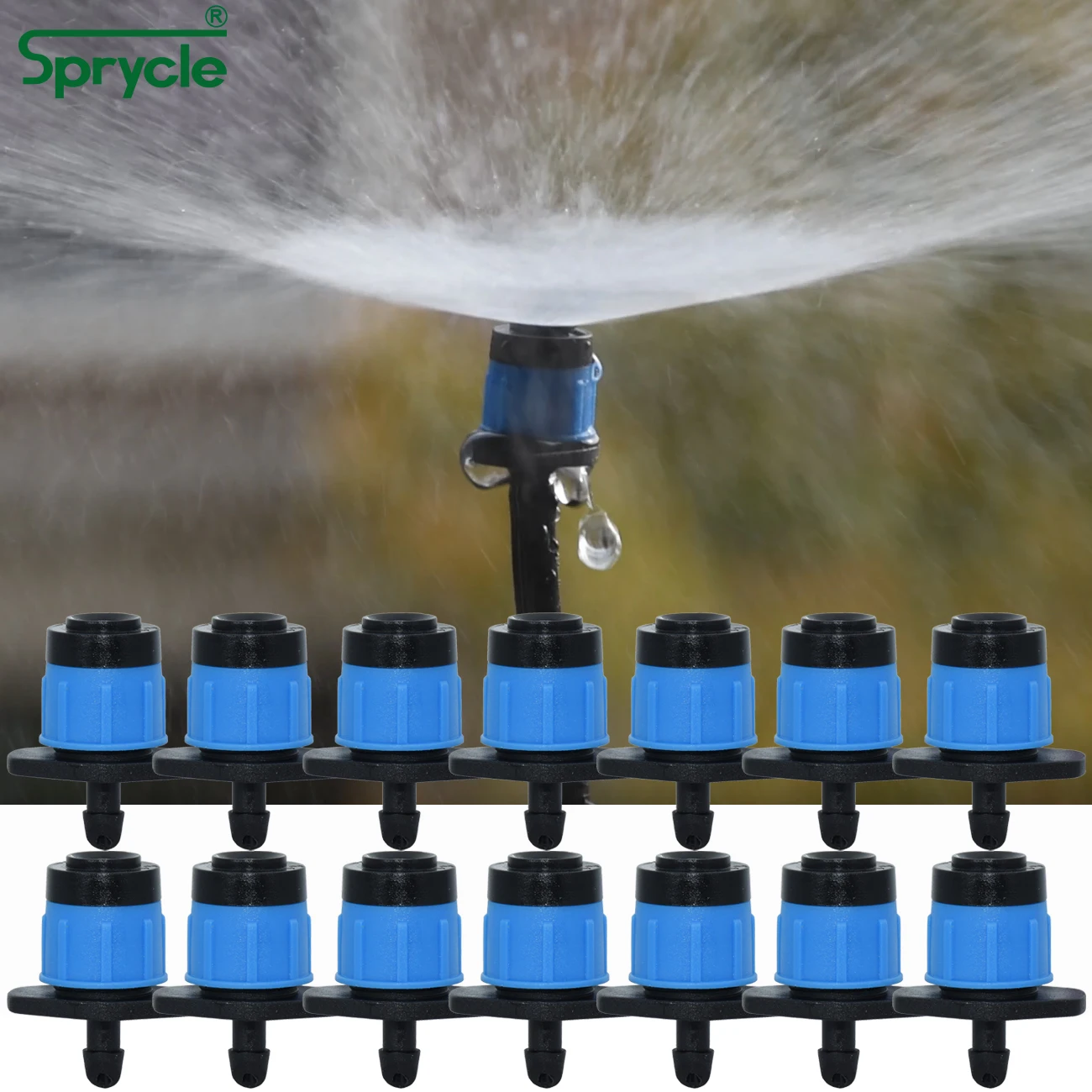 SPRYCLE 20PCS Garden Micro Watering Sprinklers 360 Degrees Rotating Nozzle Mini Spraying 4/7mm Hose for Flower Garden Greenhouse