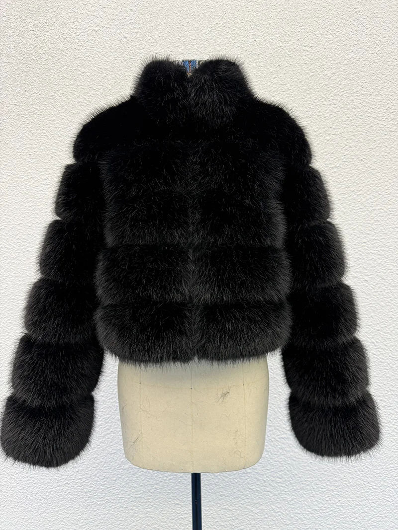 ZADORIN Elegancki płaszcz z imitacji futra z długim rękawem i stójką, puszysty damski płaszcz zimowy, grube kurtki z imitacji futra, top damski