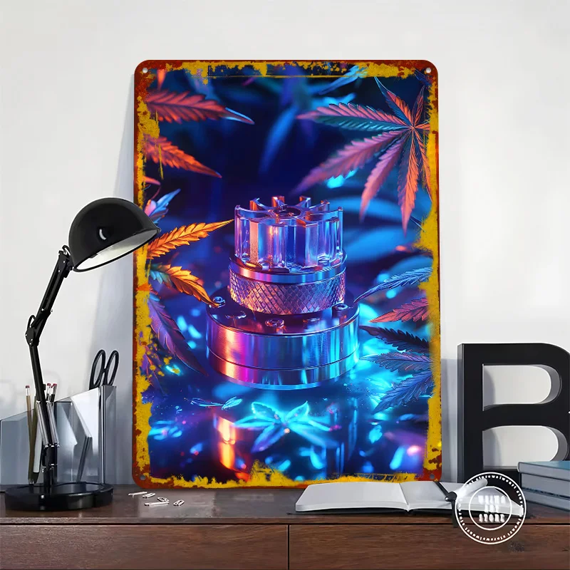 Grinder Psychedelic Universe Tin Plaque Poster Customized Wall Art Retro Vintage Metal Signs for Man Cave Decoration At Home