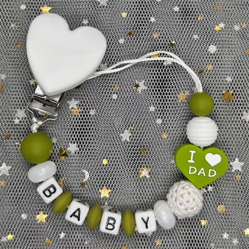Free Custom Personalized Name Pacifier Clips Handmade Beech Wood Chain Silicone Crown Holder Soother Baby Teething Toy Chew Gift