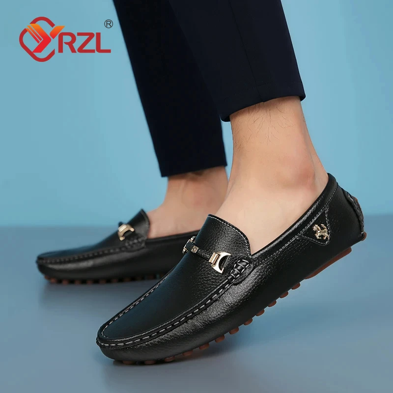 YRZL Men\'s Loafers 2024 Spring Autumn Fashion Shoes Men Classic Brand High Quality Leather Comfy Drive Shoes Boat Casual Shoes