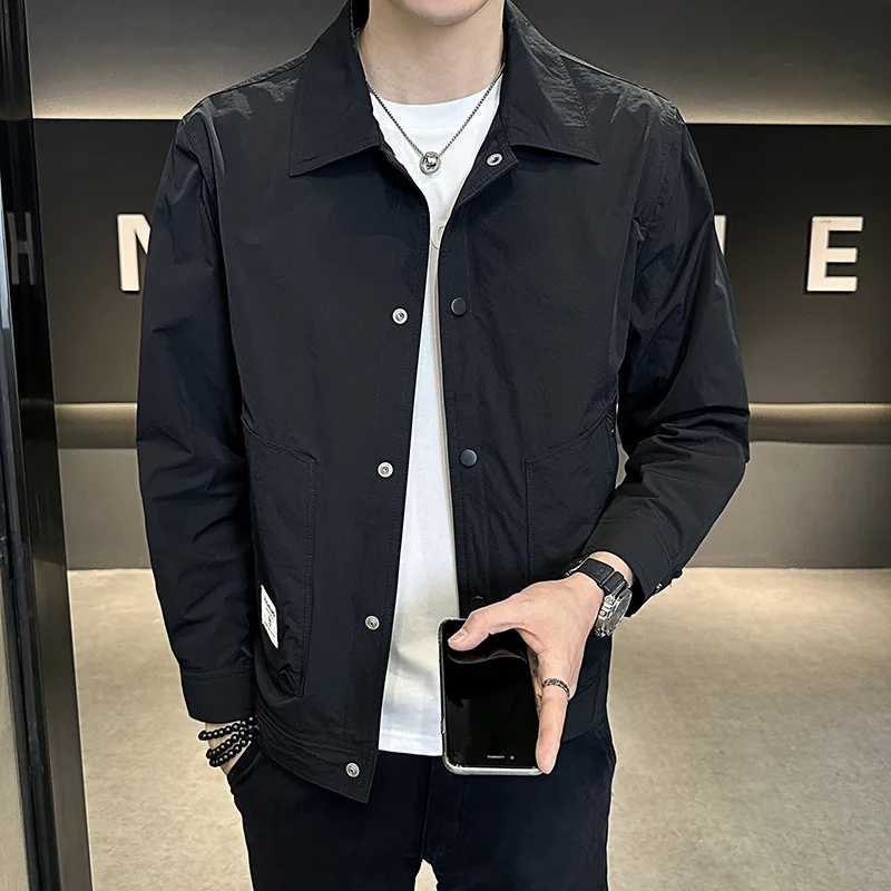 

Sli Men's Jaet Spring New Collar Haome Workwear Youth Versatile Faionable Trendy Cotton Blend Regular Sve Long