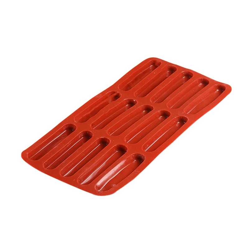 ABJI-3X Molde de silicona para galletas de dedo de tiramisú, molde para hornear barras de cereales de 15 cavidades, molde para barra de chocolate
