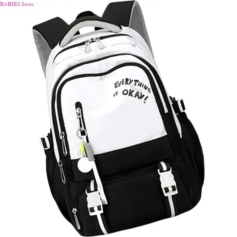 

C9GB Functional Teen School Daypack Nylon Backpack Ample Space Rucksack for Supplies