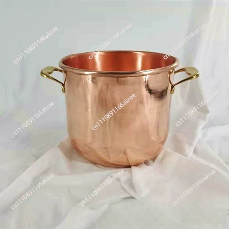Binaural copper soup pot, handmade copper pot for boiling jam, factory direct   customized to make binaural soup bucket