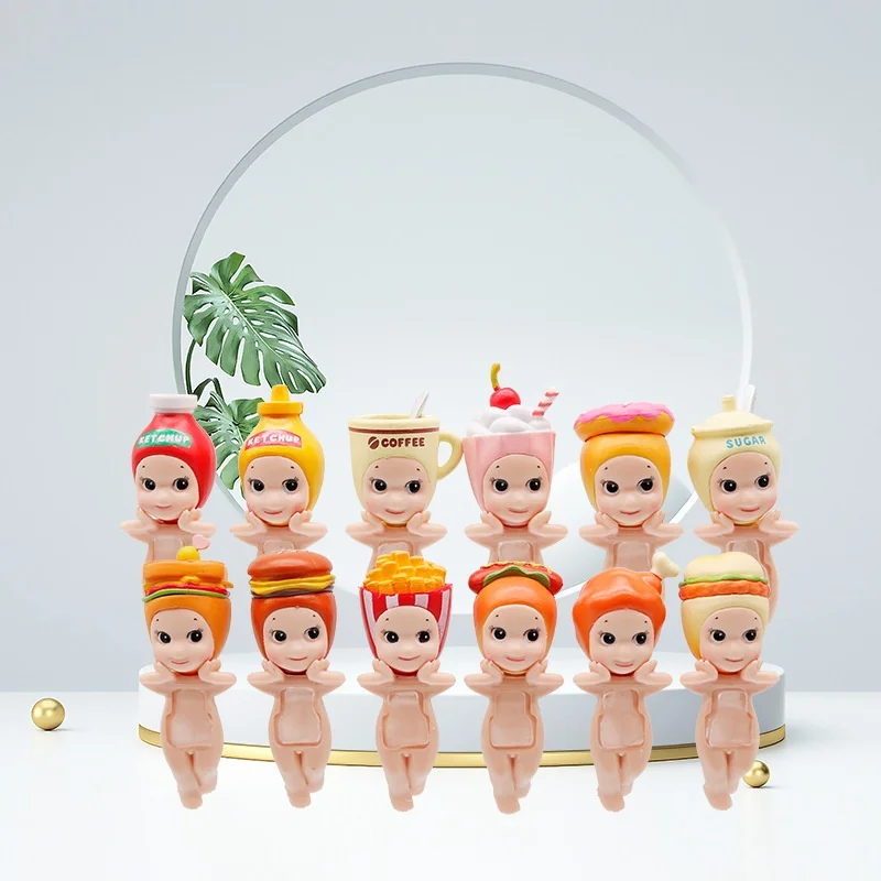 Caja ciega de la serie Sonny Angel Burger, figura de juguete, soporte de mano, muñeco decorativo móvil de Anime montado en coche, estatuilla coleccionable