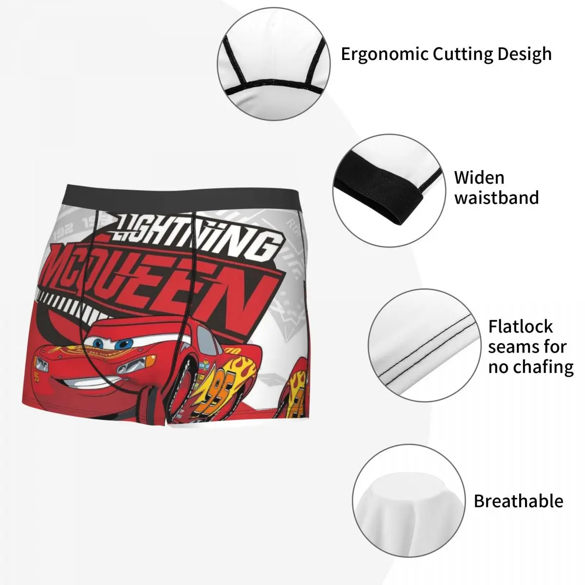 Custom Lightning Mcqueen Boxers Shorts Mens Cars Briefs Underwear Fashion Underpants