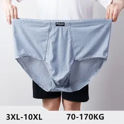 Breathable Ice Silk Summer Briefs Men 170KG Plus Size 10XL 8XL Triangle Pants Elastic Mesh Male 7XL Oversize Underwear Underpant