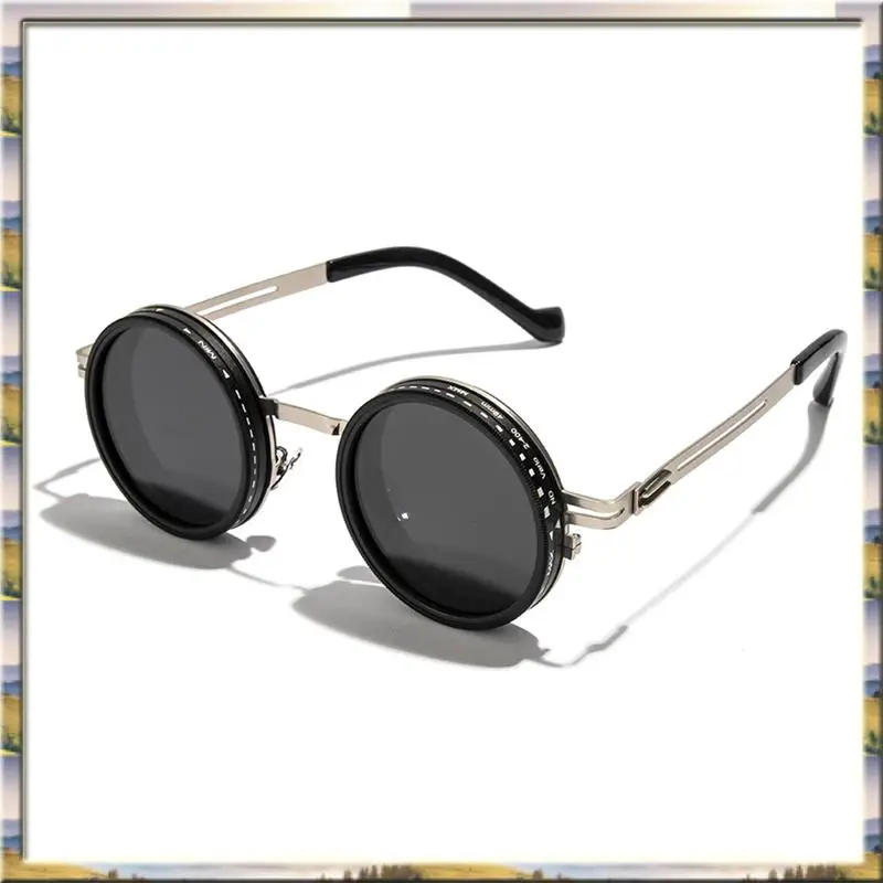 

AA46 HOT-Round Punk Polarized ND2-400 Sunglasses 9 Level Adjustable Dimming Fishing Eyeglasses Driving Glasses ND Filter Silver