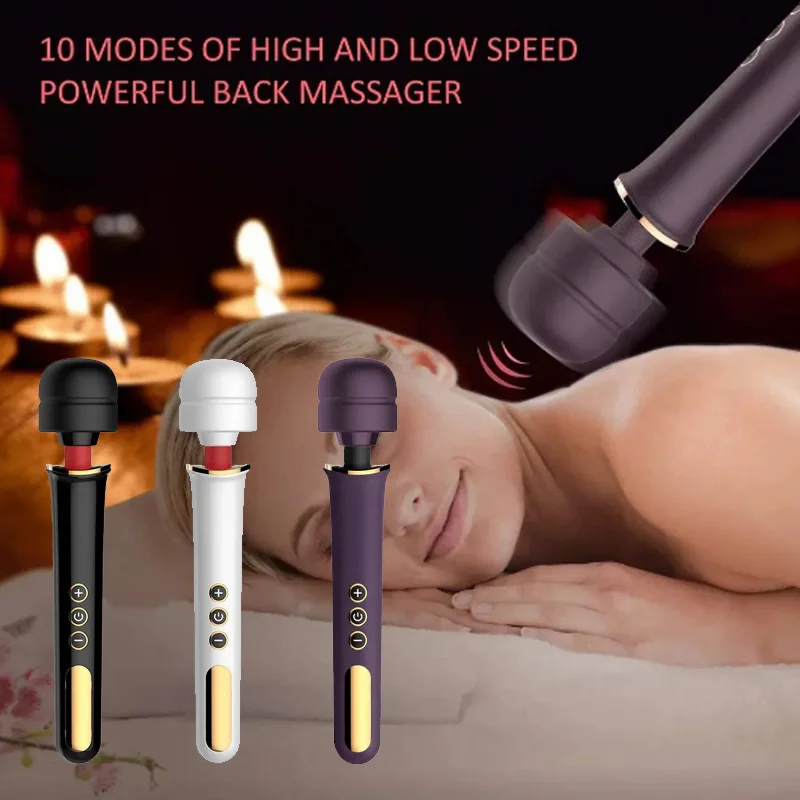 Multi purpose vibrating stick made of silicone material 10 frequency 5-speed massage stick waterproof and silent USB charging