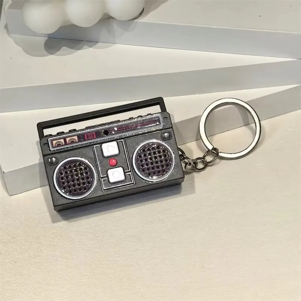 Mini Size Radio Shape Keychain Plastic Material Exquisite Design Music Recorder Keychain Retro Style Macaron Color