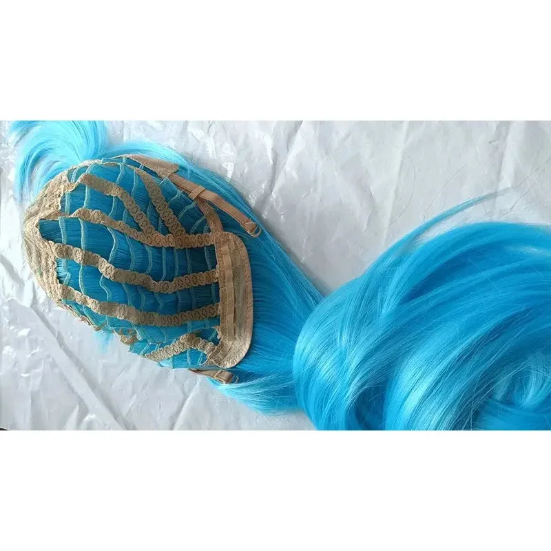 150CM Long Straight Sky Blue Wigs Full Bangs 59'' Women Synthetic Fake Hair Anime Cosplay Wig Halloween Heat Resistant Perucas C