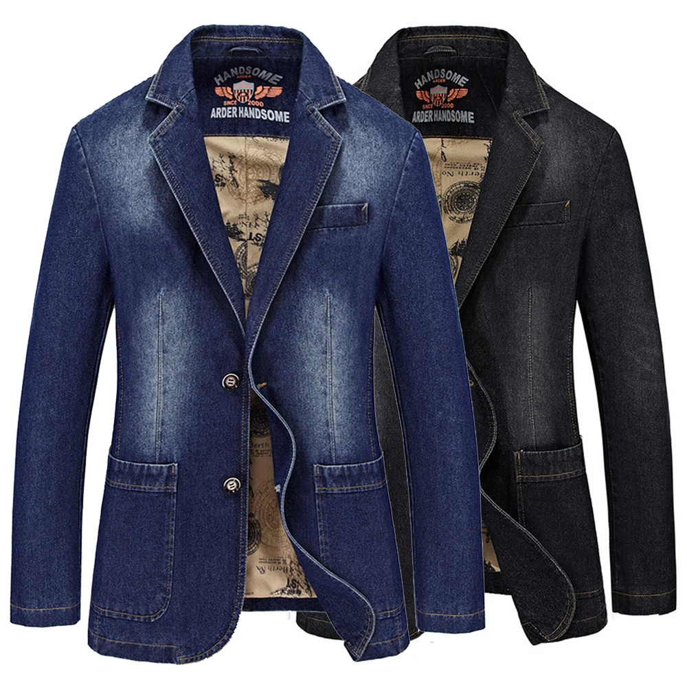 Denim Blazer Mens Jeans Jacket Autumn Slim Fit Coat Winter Windbreaker Cowboy Tops Male Jackets Big Size 4XL Jaqueta Masculina