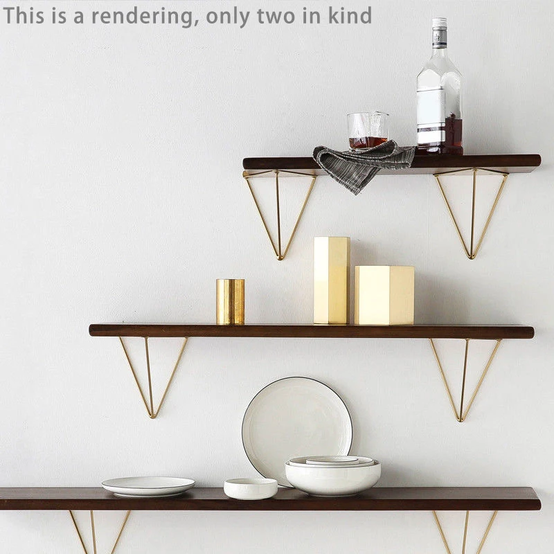 Shelf Brackets Paint Bracket Shelf Rack Wall Hanging Decoration Sector Bracket Modern Gold Heavy Duty Pack Of 2-AC08