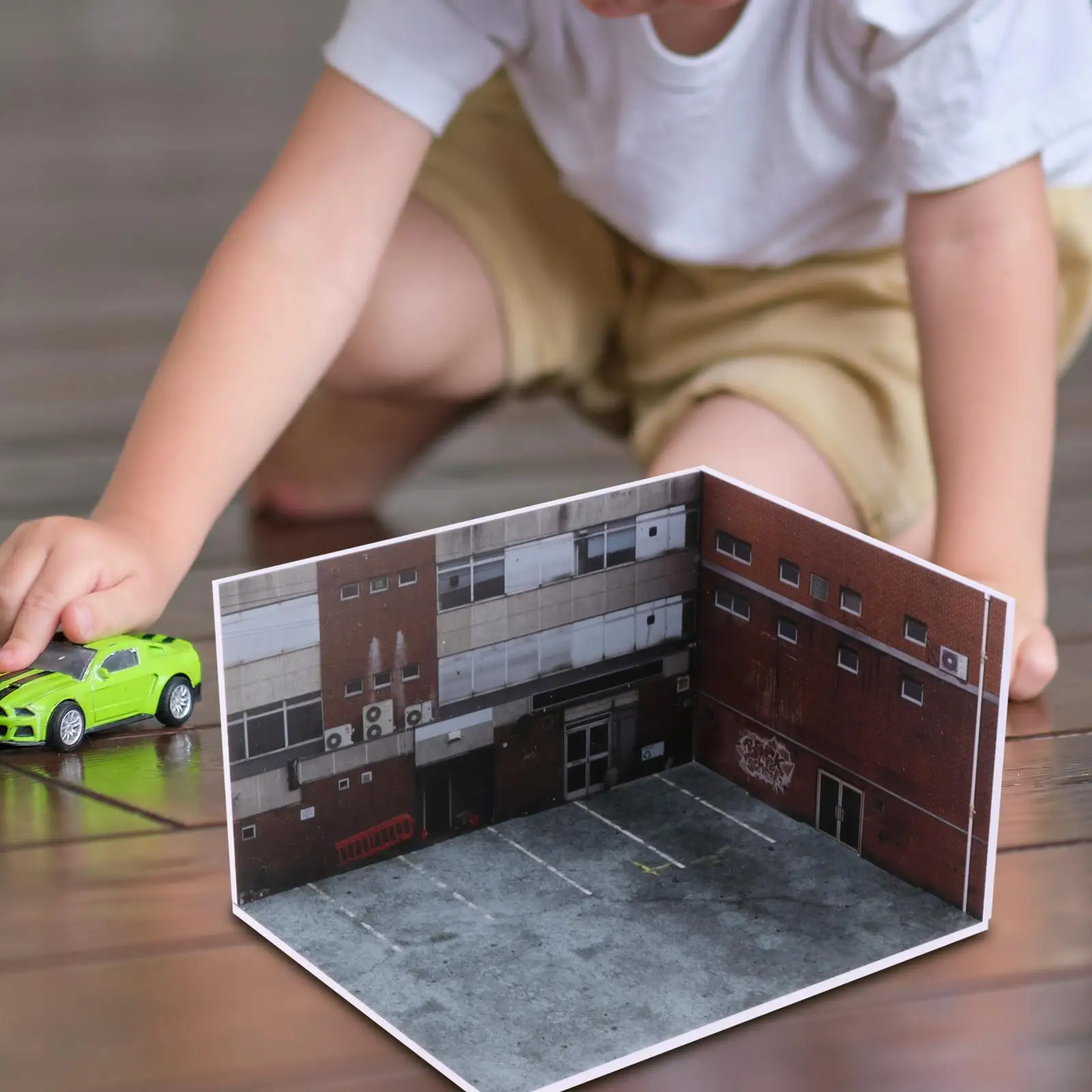 

1/64 Scale Car Model Diorama Parking Lot Scenery Storage Decor Gift Tiny Figure Mini Automobile Model Garage Diecast Car Display