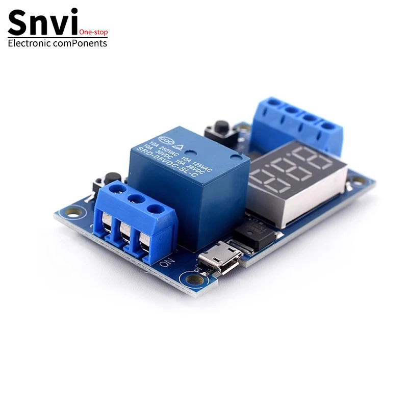 Snvi DC 6-30V Support Micro USB 5V LED Display Automation Cycle Delay Timer Control Off Switch Delay Time Relay 6V 9V 12V 24V